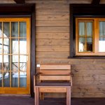 wooden windows in the interior of a timber house